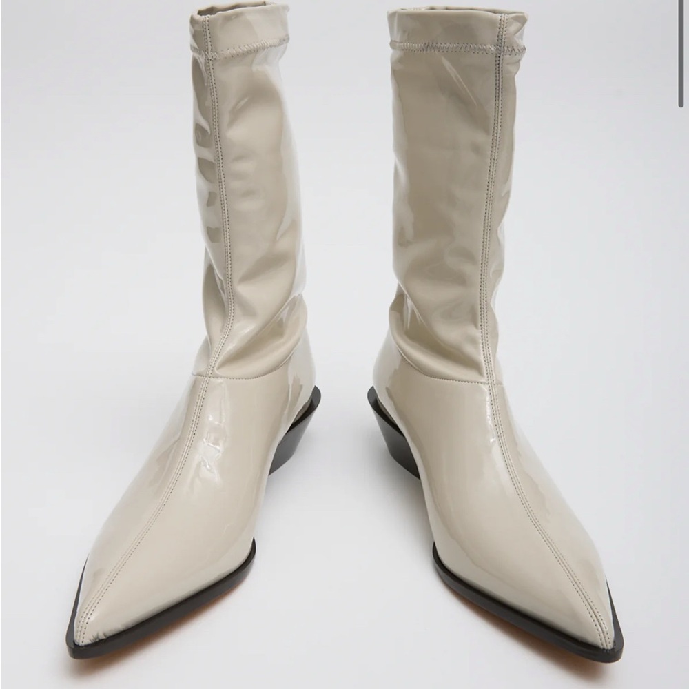Tibi Cream Ankle Boots